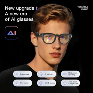 AI Smart Glasses with 8MP Camera, 4K Video Recording Glasses Featuring Real-Time Translation,Object Recognition,Bluetooth Audio